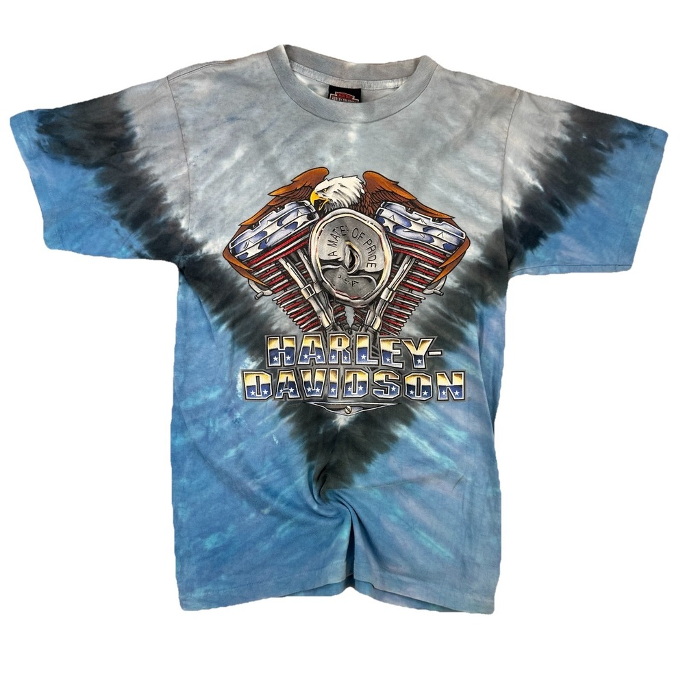 VTG 90s‎ Harley Davidson Tie Dye M USA Eagle A Matter of Pride Single Stitch
